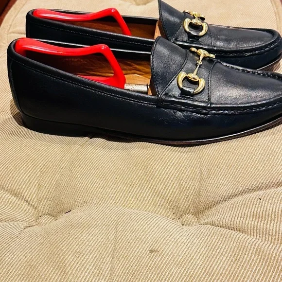Jay Butler’s Horse Bit Black Leather Loafers with Gold Buckle. - Picture 4 of 13
